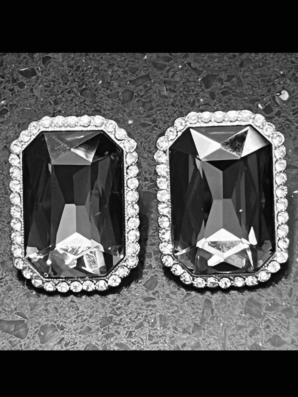 Black white large elegant crystal rhinestone statement ladies cz stud earrings